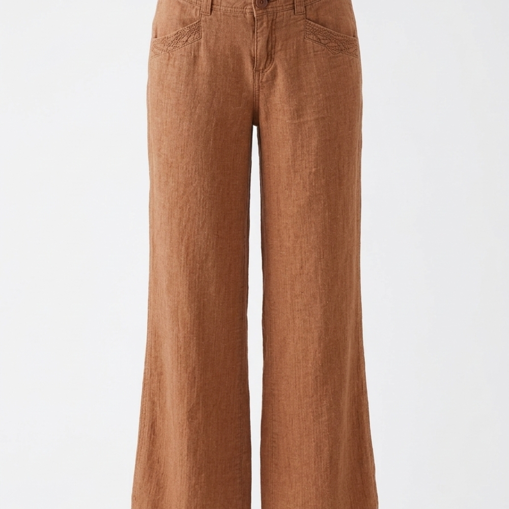 Pilcro Red Herringbone Wide-Leg Trousers